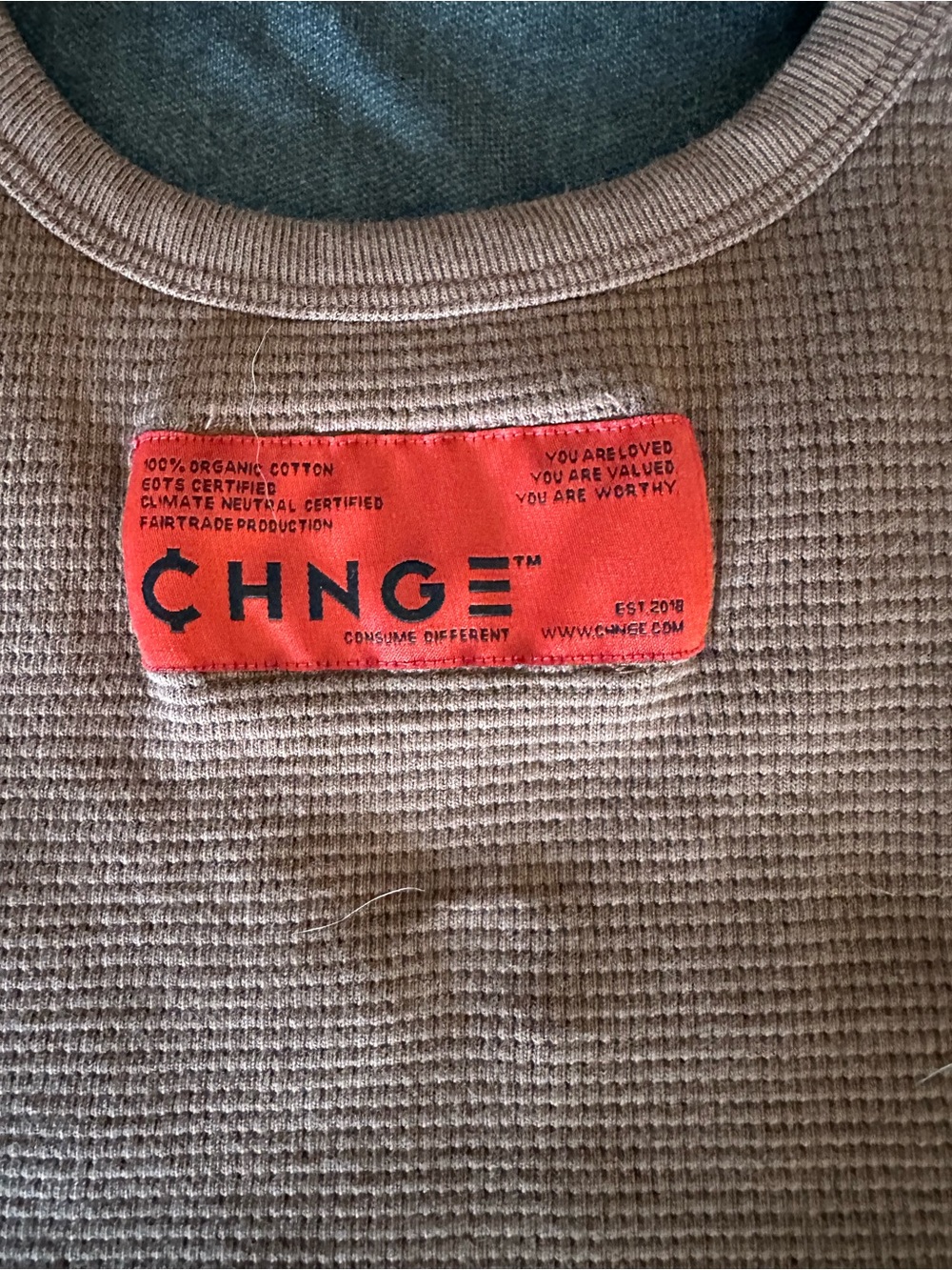 CHNGE Brown Waffle Knit "Love Her Better" Earth Crop Tank Top - Size S View 3